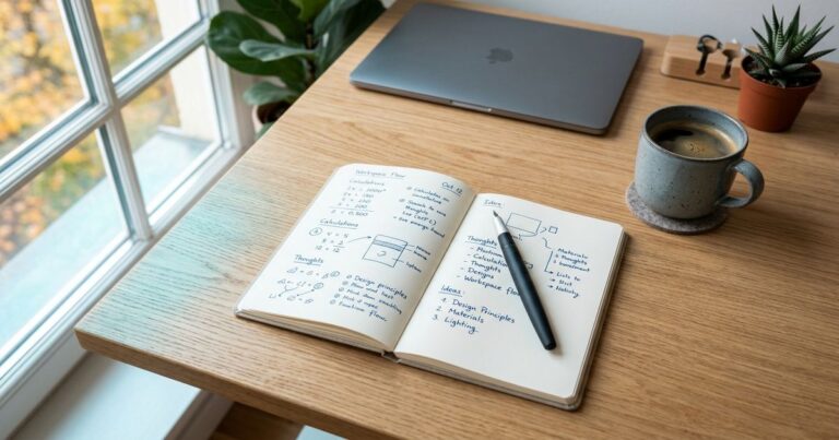 Rédacteur web : poste de travail avec carnet et clavier