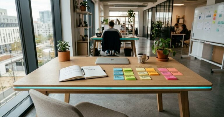 Formation ia entreprise : cadrage pedagogique en trois cibles sur bureau PME