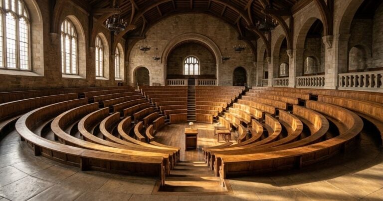 Formation prompt engineering : amphitheatre europeen vide salle de cours