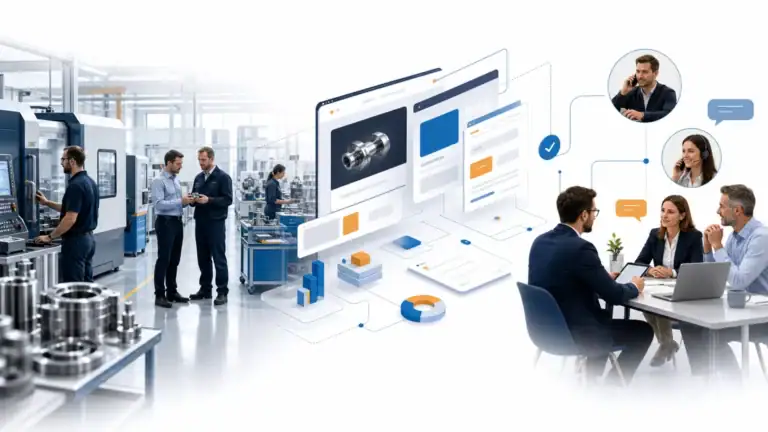 Système de génération de leads industriels reliant l’atelier, le site web et l’équipe commerciale